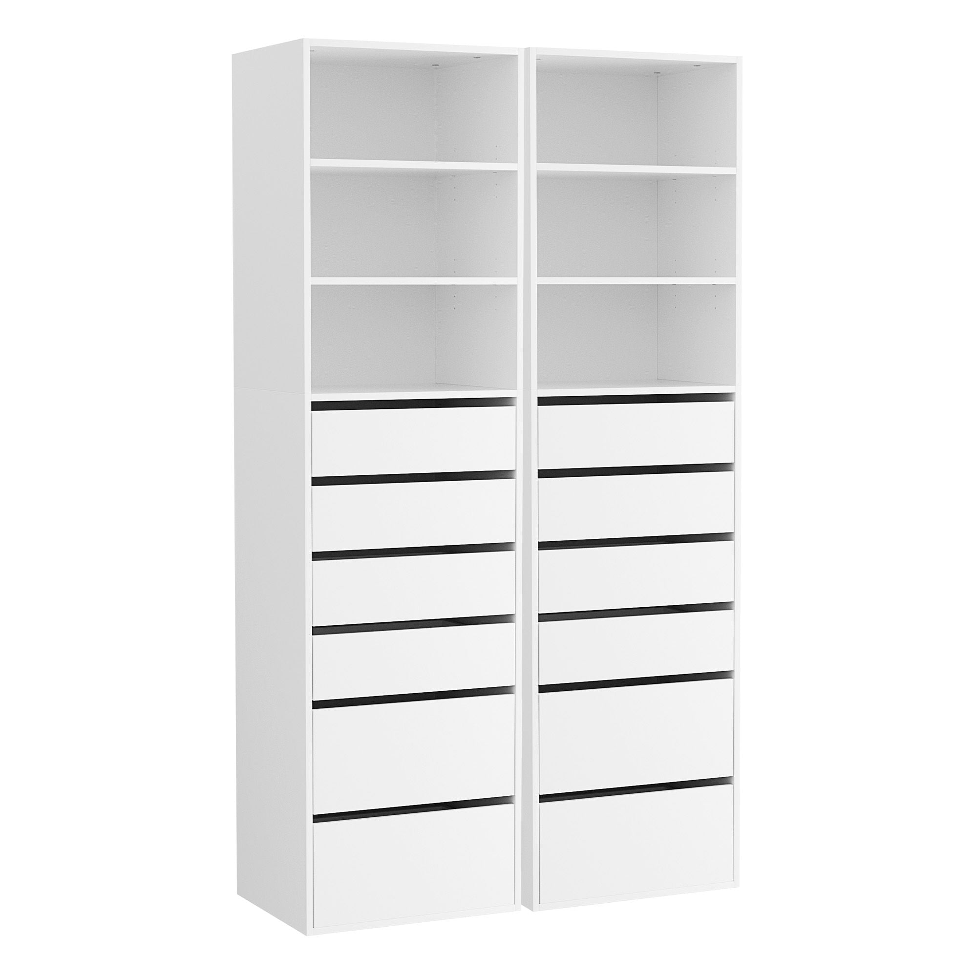 2x Chest of 6 Drawers Tallboy Cabinet Adjustable Shelf White - Furniture > Bedroom > Dressers - Rivercity House & Home Co. (ABN 18 642 972 209) - Affordable Modern Furniture Australia