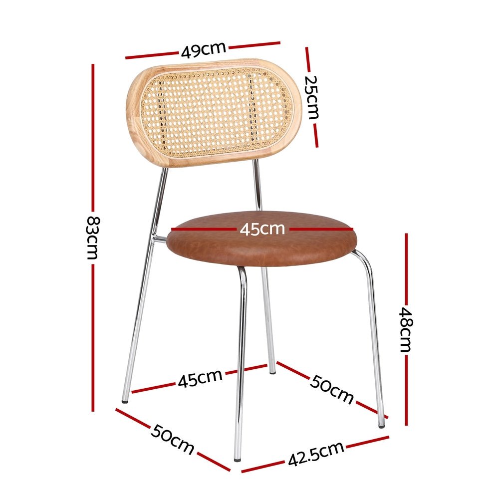 2x Dining Chairs PU Leather Rattan Kitchen Lounge Cafe Accent Chair Brown - Furniture > Dining > Kitchen & Dining Chairs - Rivercity House & Home Co. (ABN 18 642 972 209) - Affordable Modern Furniture Australia