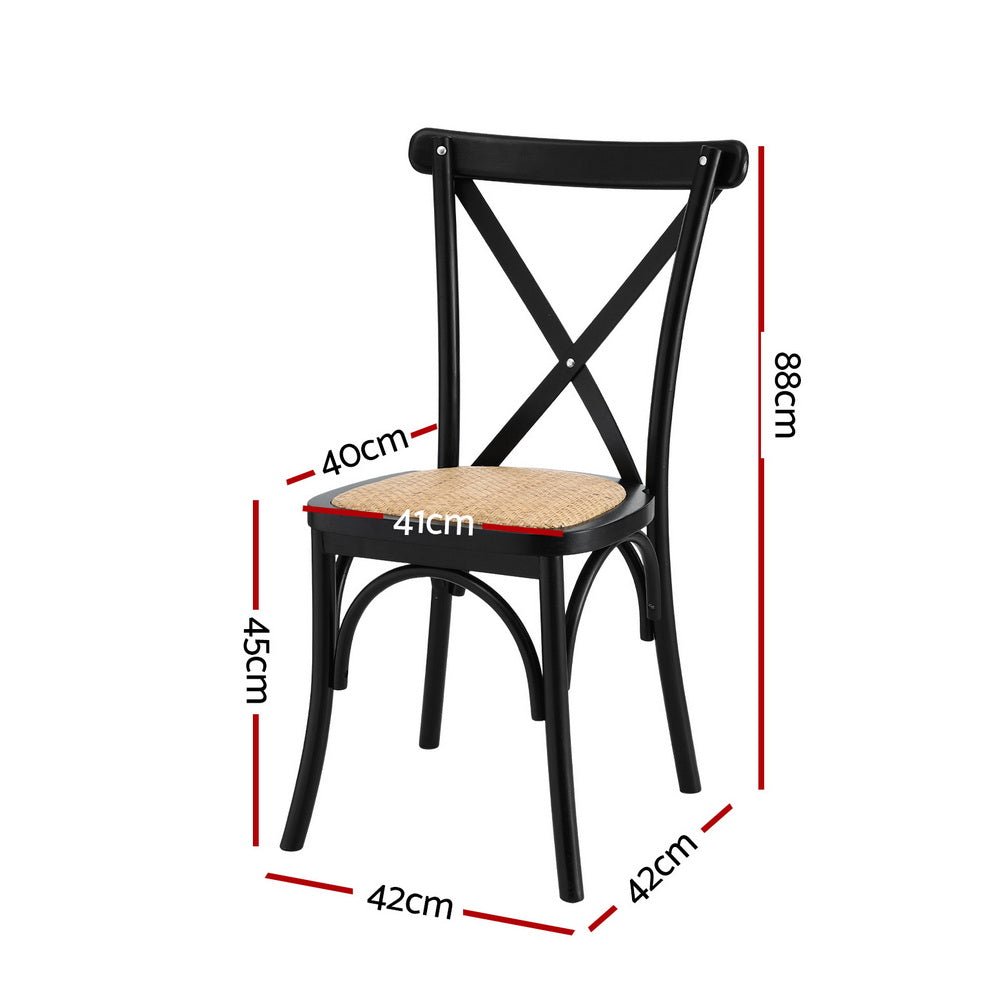 2x Dining Chairs Rattan Wooden Kitchen Accent Chair Cafe Lounge Rubber Wood - Furniture > Dining > Kitchen & Dining Chairs - Rivercity House & Home Co. (ABN 18 642 972 209) - Affordable Modern Furniture Australia