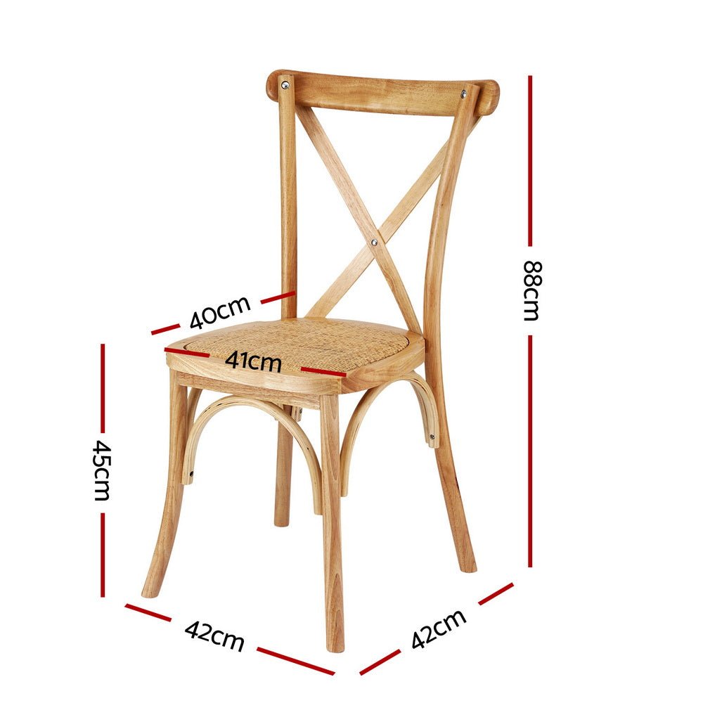 2x Dining Chairs Rattan Wooden Kitchen Accent Chair Cafe Lounge Rubber Wood - Furniture > Dining > Kitchen & Dining Chairs - Rivercity House & Home Co. (ABN 18 642 972 209) - Affordable Modern Furniture Australia