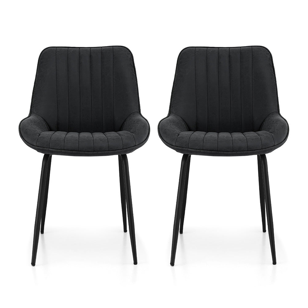 2x Dining Chairs Retro PU Leather Kitchen Lounge Cafe Accent Chair Black - Furniture > Dining > Kitchen & Dining Chairs - Rivercity House & Home Co. (ABN 18 642 972 209) - Affordable Modern Furniture Australia