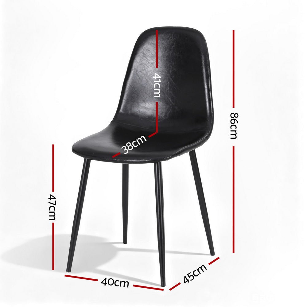 2x Dining Chairs Retro PU Leather Kitchen Lounge Cafe Accent Chair Black - Furniture > Dining > Kitchen & Dining Chairs - Rivercity House & Home Co. (ABN 18 642 972 209) - Affordable Modern Furniture Australia