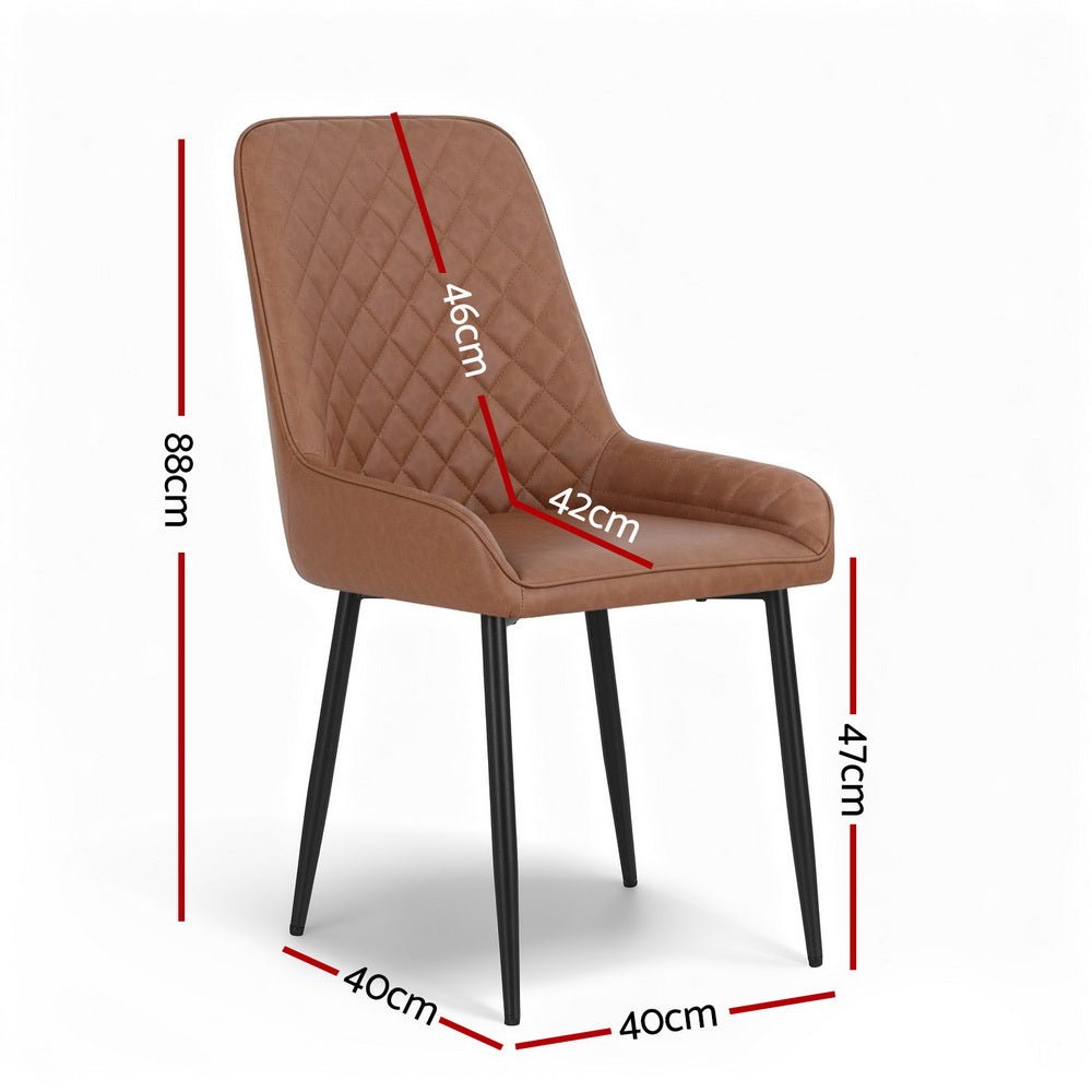 2x Dining Chairs Retro PU Leather Kitchen Lounge Cafe Accent Chair Brown - Furniture > Dining > Kitchen & Dining Chairs - Rivercity House & Home Co. (ABN 18 642 972 209) - Affordable Modern Furniture Australia