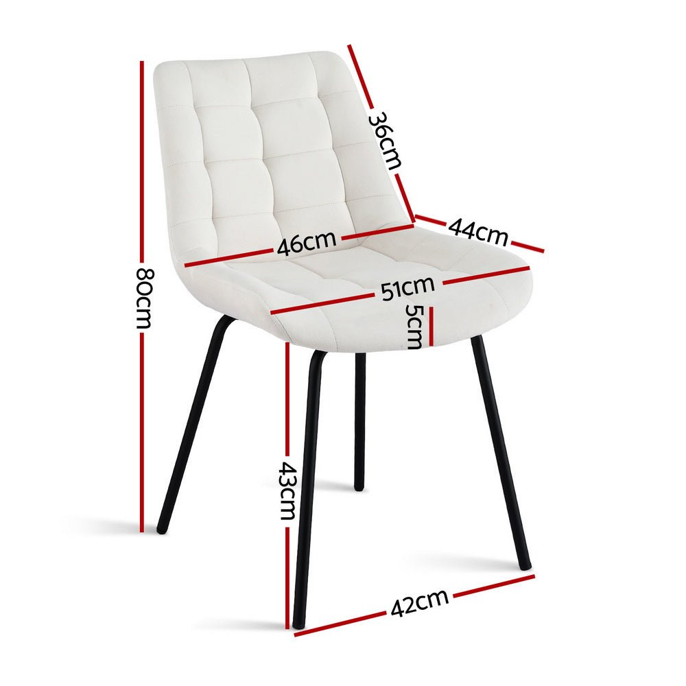 2x Dining Chairs Velvet Tufted Kitchen Lounge Cafe Accent Chair Beige - Furniture > Dining > Kitchen & Dining Chairs - Rivercity House & Home Co. (ABN 18 642 972 209) - Affordable Modern Furniture Australia