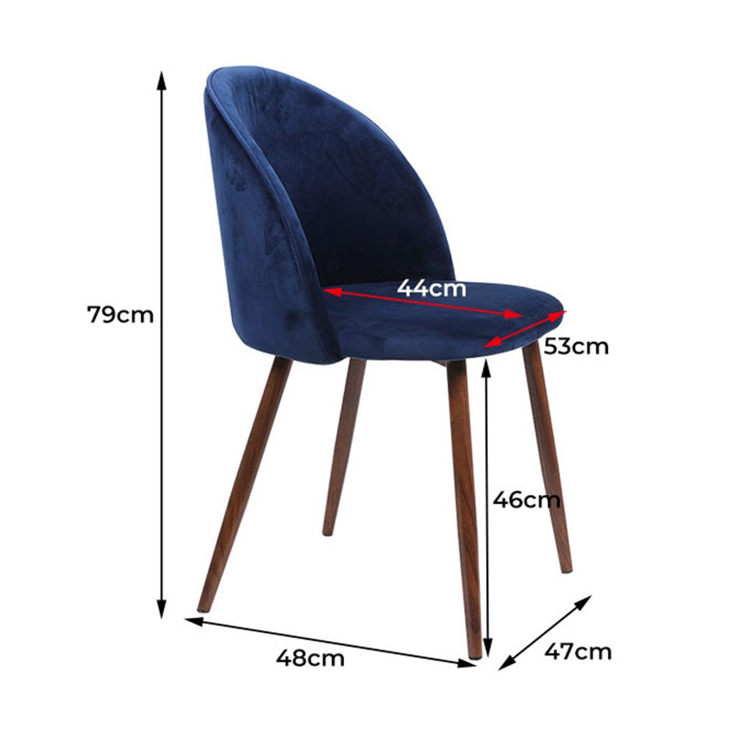2x Dining Chairs with Plush Velvet Seat - French Navy - Rivercity House & Home Co. (ABN 18 642 972 209) - Affordable Modern Furniture Australia