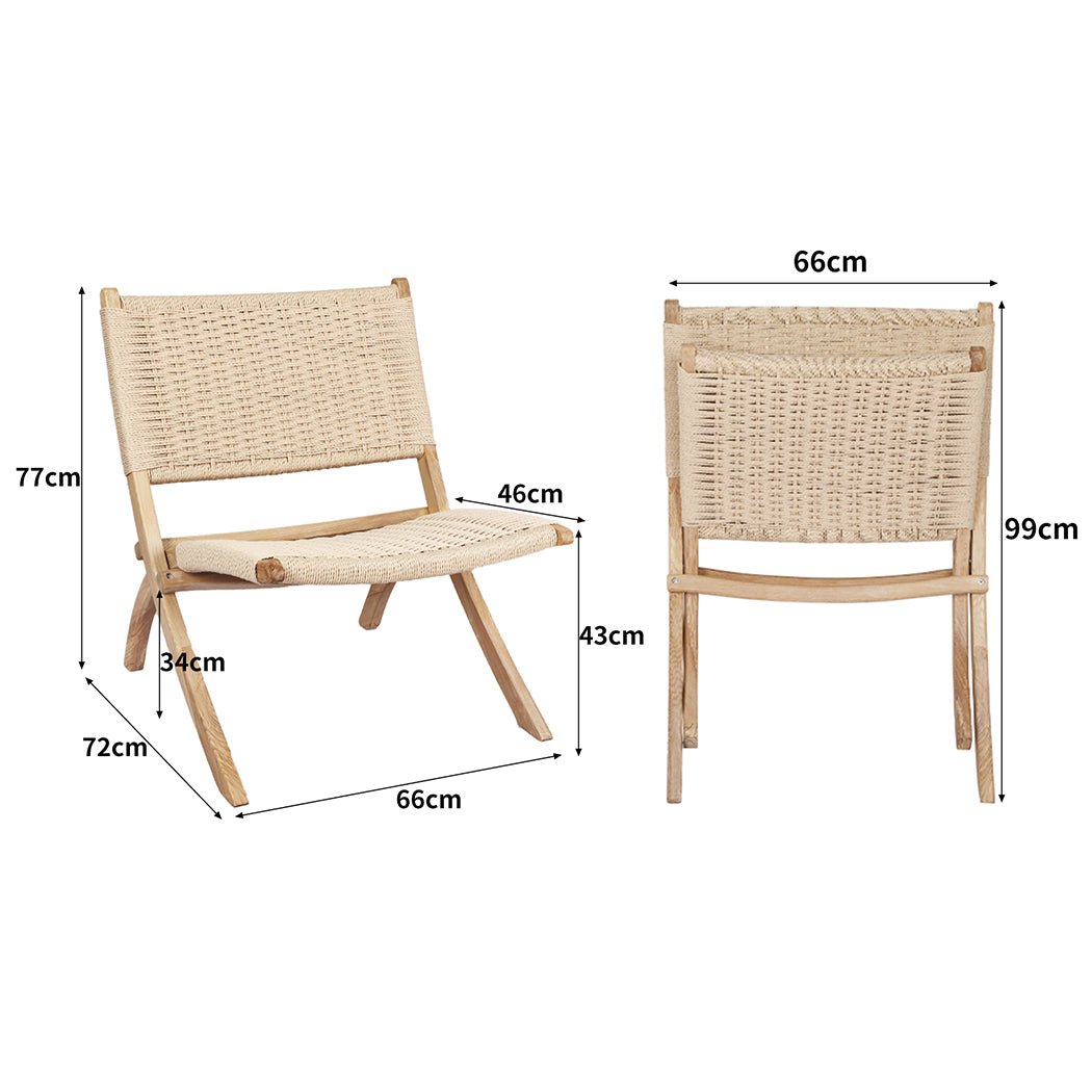 2x Foldable Accent Recliner Chair - Natural - Rivercity House & Home Co. (ABN 18 642 972 209) - Affordable Modern Furniture Australia