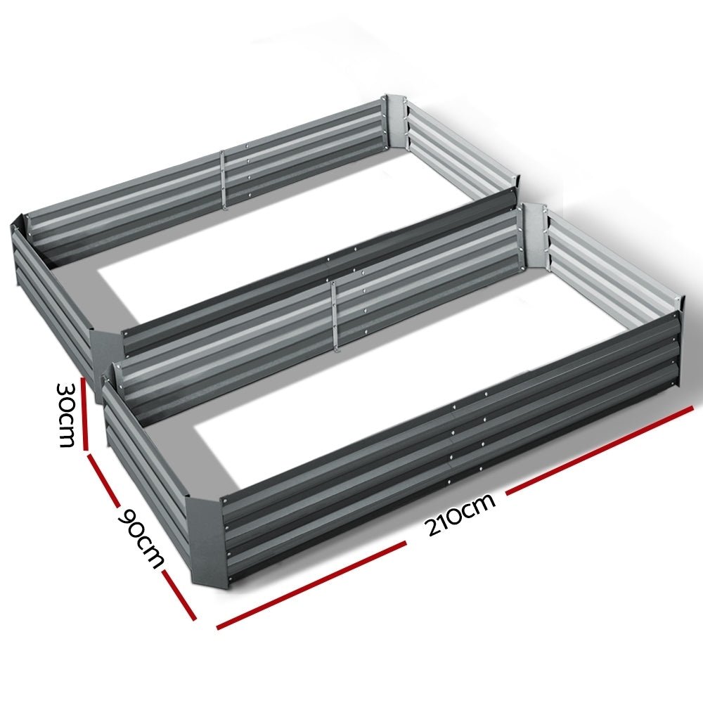 2x Garden Bed 210x90cm Planter Box Raised Container Galvanised Herb - Home & Garden > Garden Beds > Garden Beds & Planters - Rivercity House & Home Co. (ABN 18 642 972 209) - Affordable Modern Furniture Australia