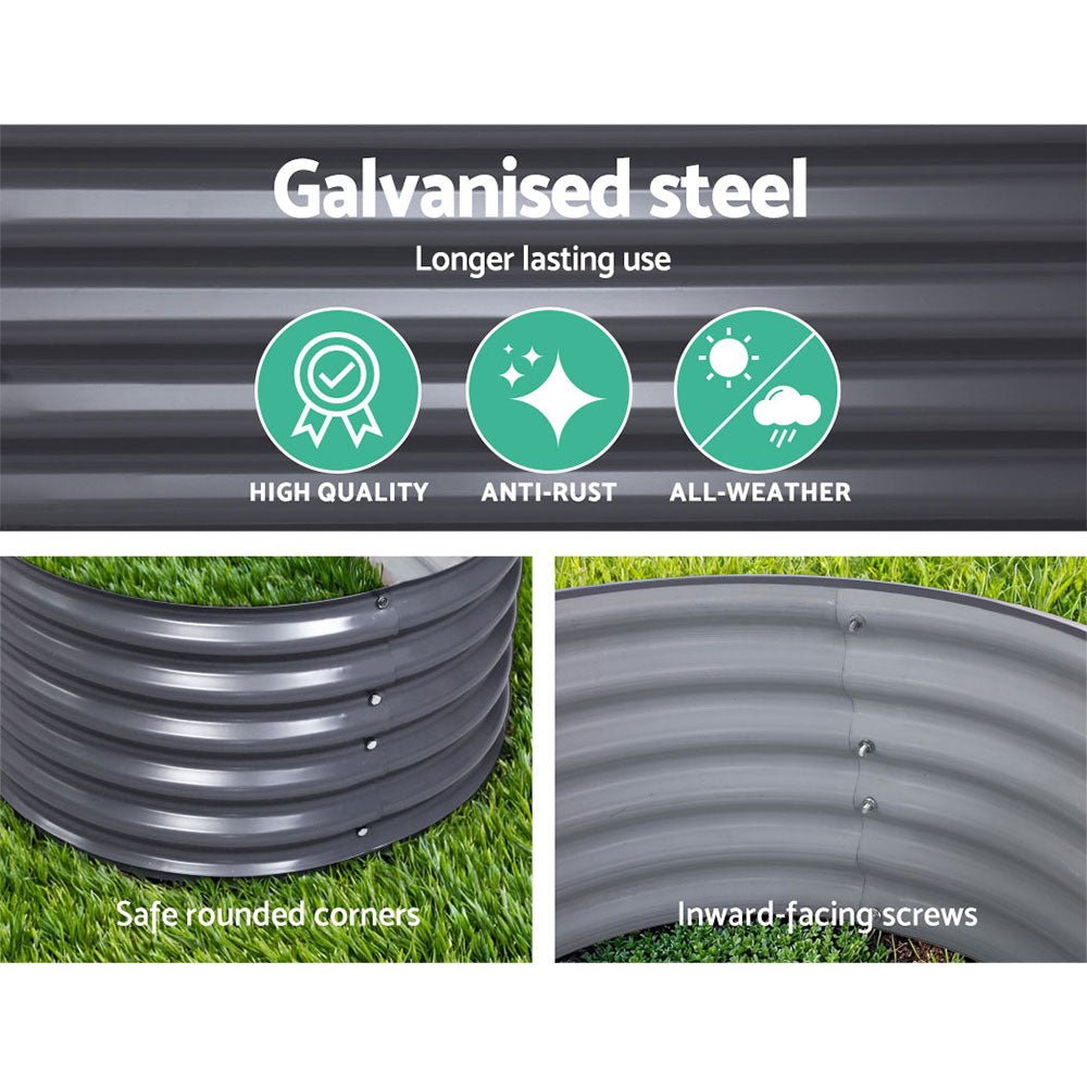 2x Green Fingers Raised Garden Bed 320X80X42cm Oval Planter Box Container Galvanised - Home & Garden > Garden Beds > Garden Beds & Planters - Rivercity House & Home Co. (ABN 18 642 972 209) - Affordable Modern Furniture Australia