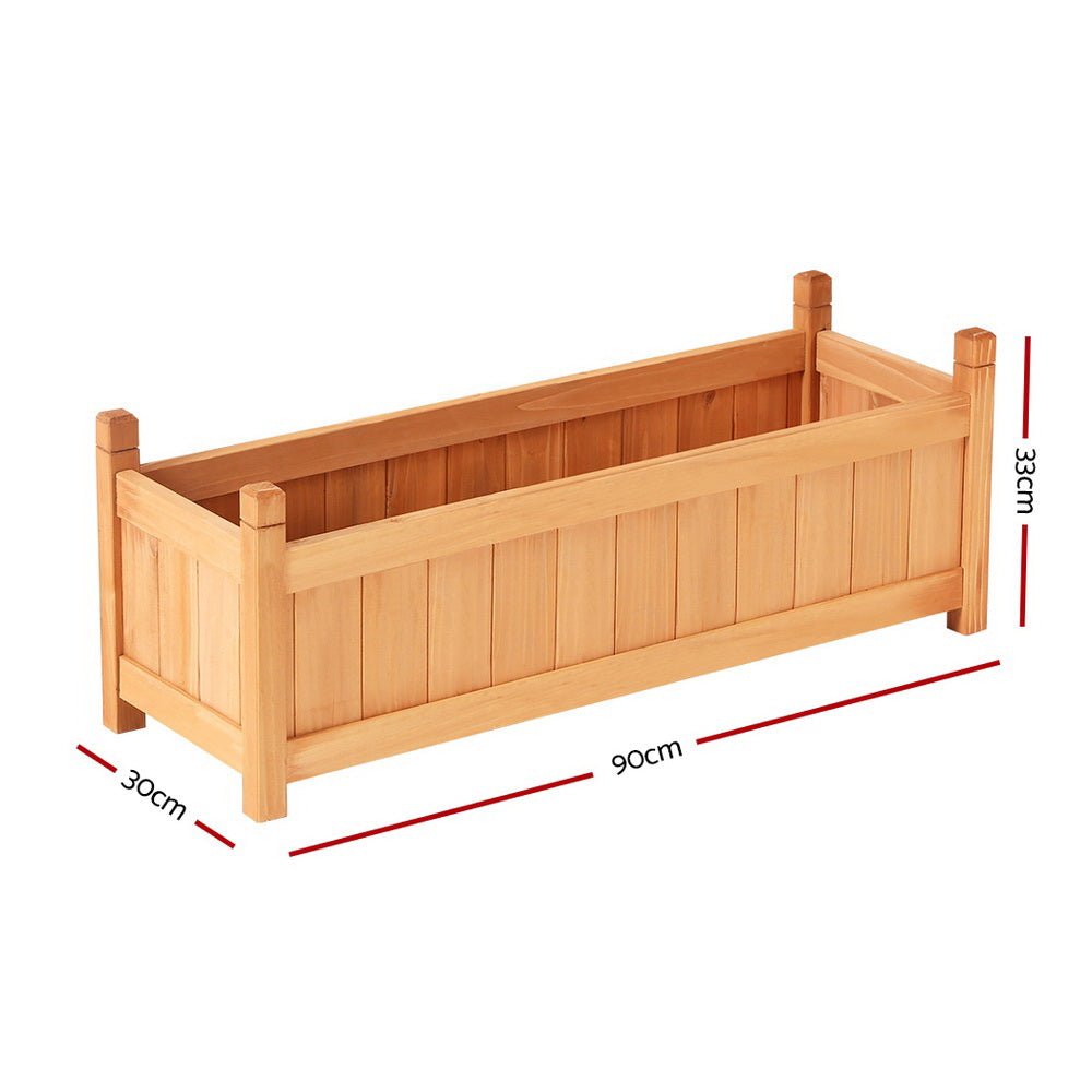 2x Green Fingers Raised Garden Bed 90x30x33cm Wooden Planter Box Raised Container Growing - Home & Garden > Garden Beds > Garden Beds & Planters - Rivercity House & Home Co. (ABN 18 642 972 209) - Affordable Modern Furniture Australia