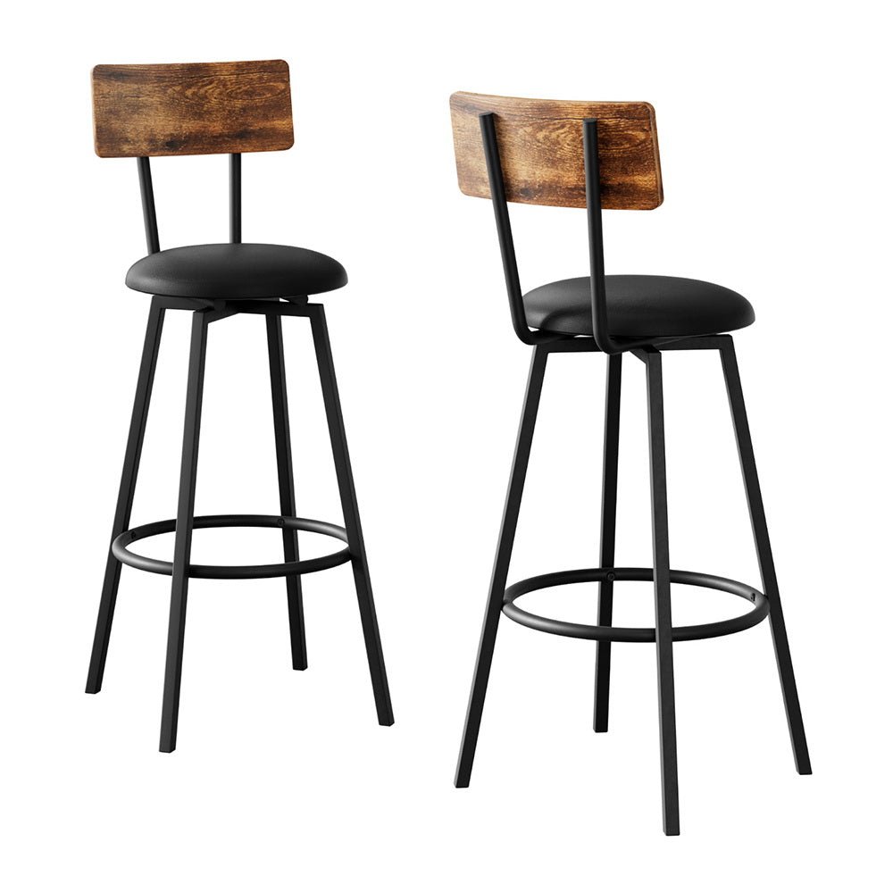 2X Industrial Bar Stools Upholstered Counter Chairs Steel Frame Anti - Scratch - Furniture > Bar Stools & Chairs > Table & Bar Stools - Rivercity House & Home Co. (ABN 18 642 972 209) - Affordable Modern Furniture Australia