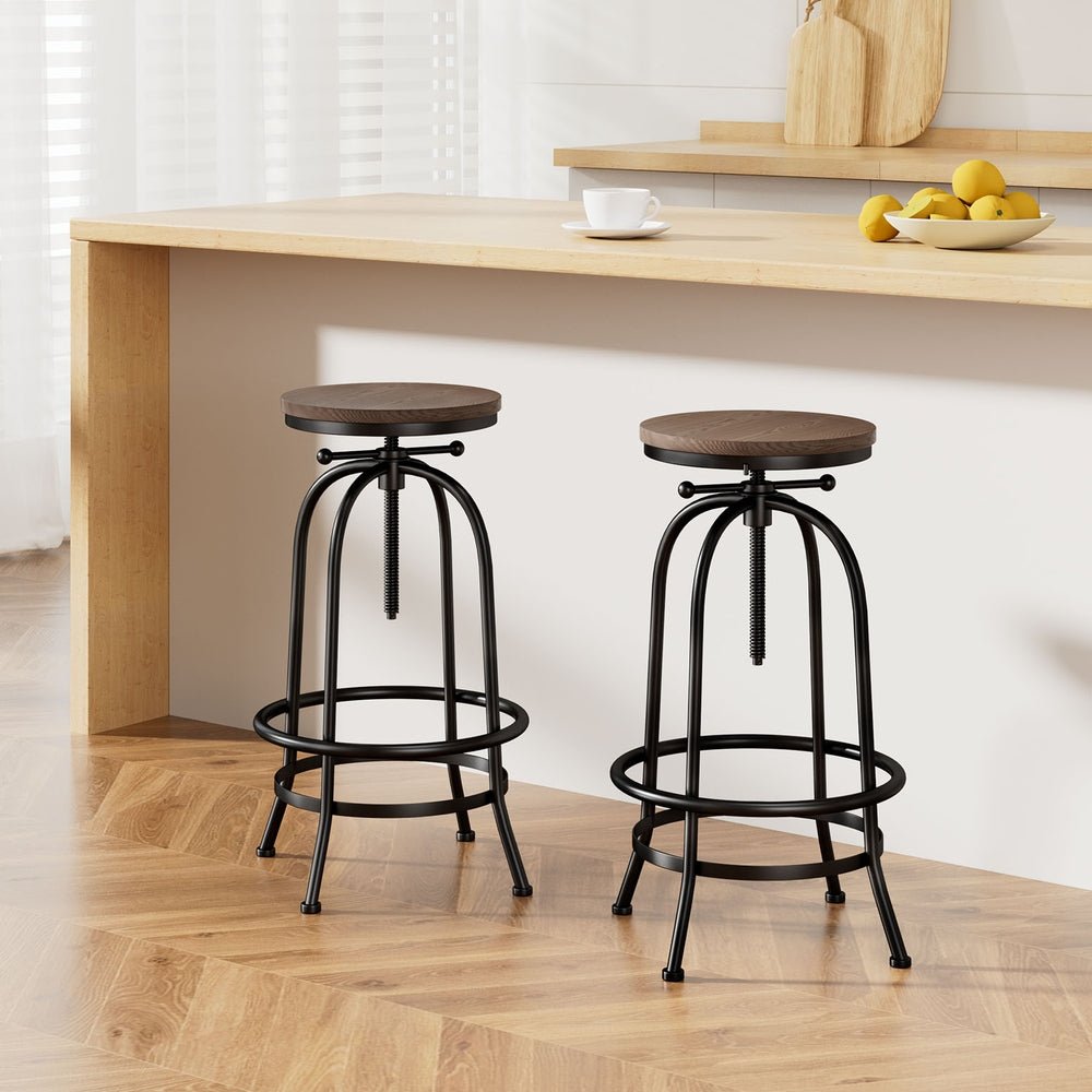 2x Kitchen Bar Stools Vintage Bar Stool Retro Rustic Industrial Chairs