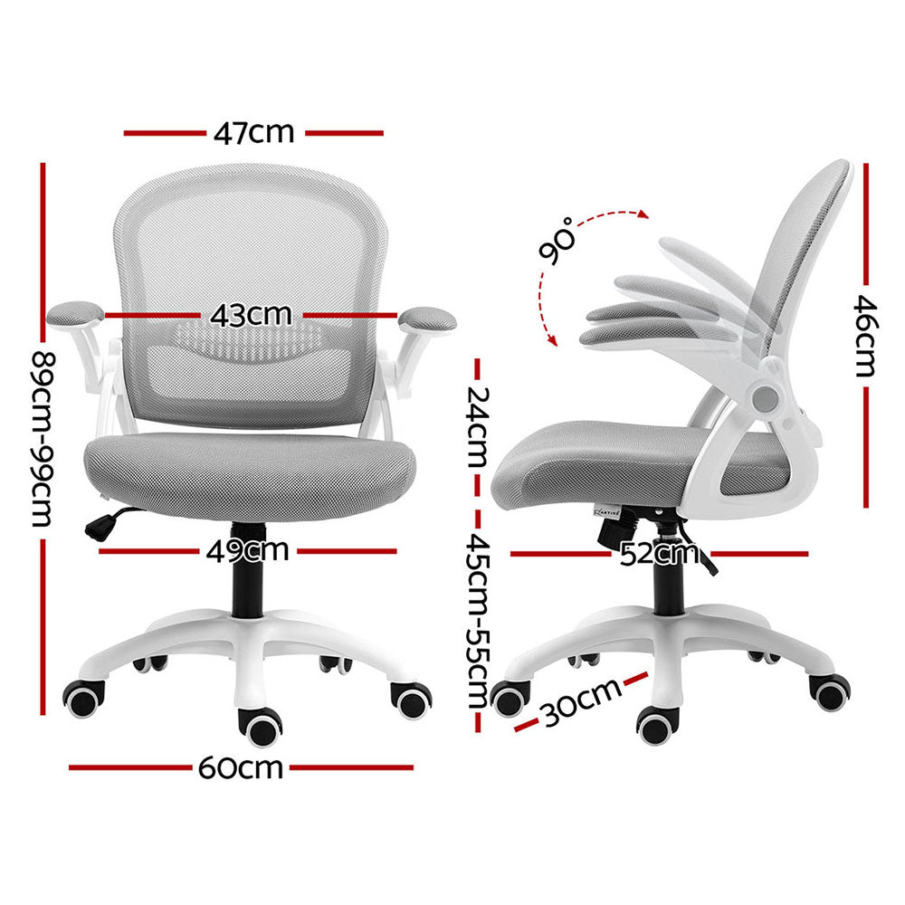 2x Mesh Office Chair Computer Gaming Desk Chairs Work Study Mid Back Grey - Furniture > Office > Office & Desk Chairs - Rivercity House & Home Co. (ABN 18 642 972 209) - Affordable Modern Furniture Australia