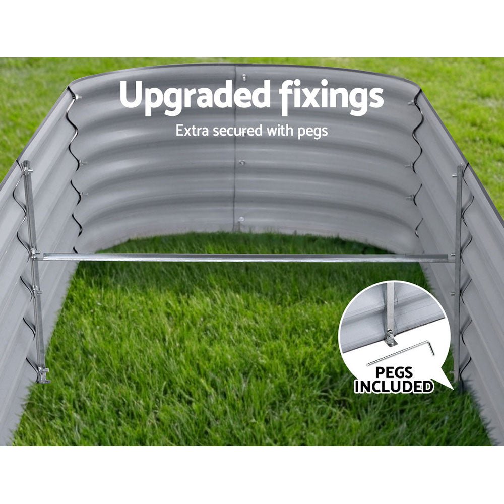 2x Raised Green Fingers Garden Bed 240X80X42cm Oval Planter Box Container Galvanised - Home & Garden > Garden Beds > Garden Beds & Planters - Rivercity House & Home Co. (ABN 18 642 972 209) - Affordable Modern Furniture Australia