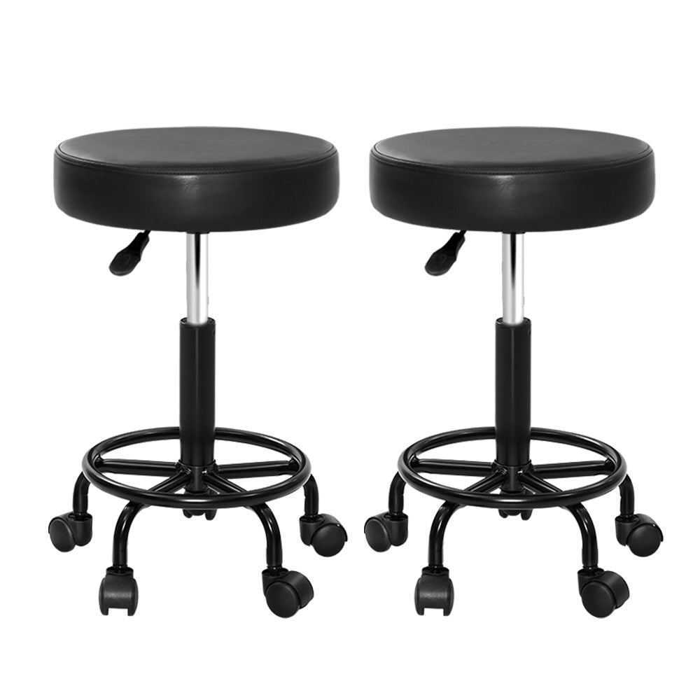 2X Salon Stool Swivel Round Barber Hair Bar Stools Hydraulic Lift Black - Furniture > Bar Stools & Chairs - Rivercity House & Home Co. (ABN 18 642 972 209) - Affordable Modern Furniture Australia