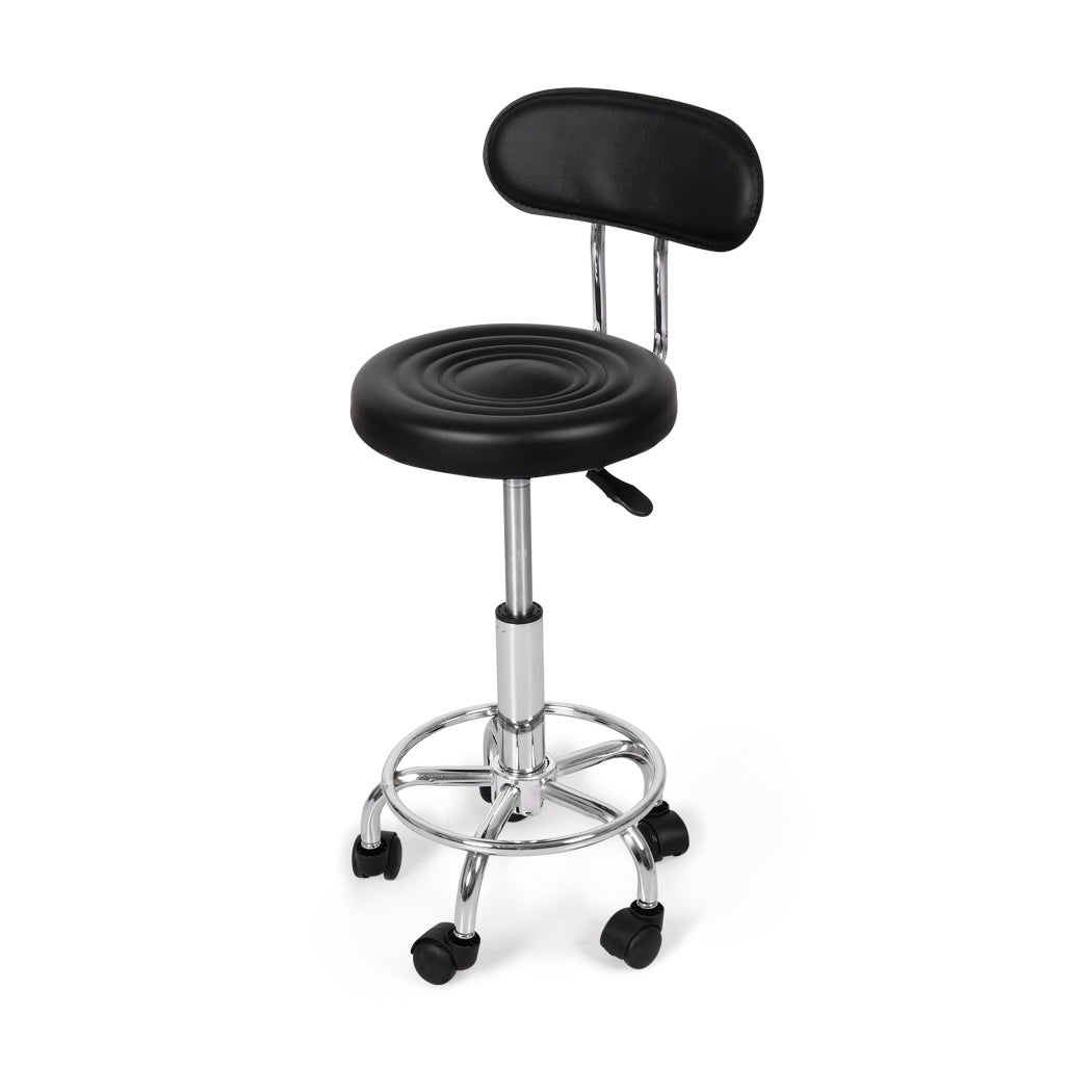 2x Salon Swivel Bar Stools with Casters and Footrest - Black - Rivercity House & Home Co. (ABN 18 642 972 209) - Affordable Modern Furniture Australia