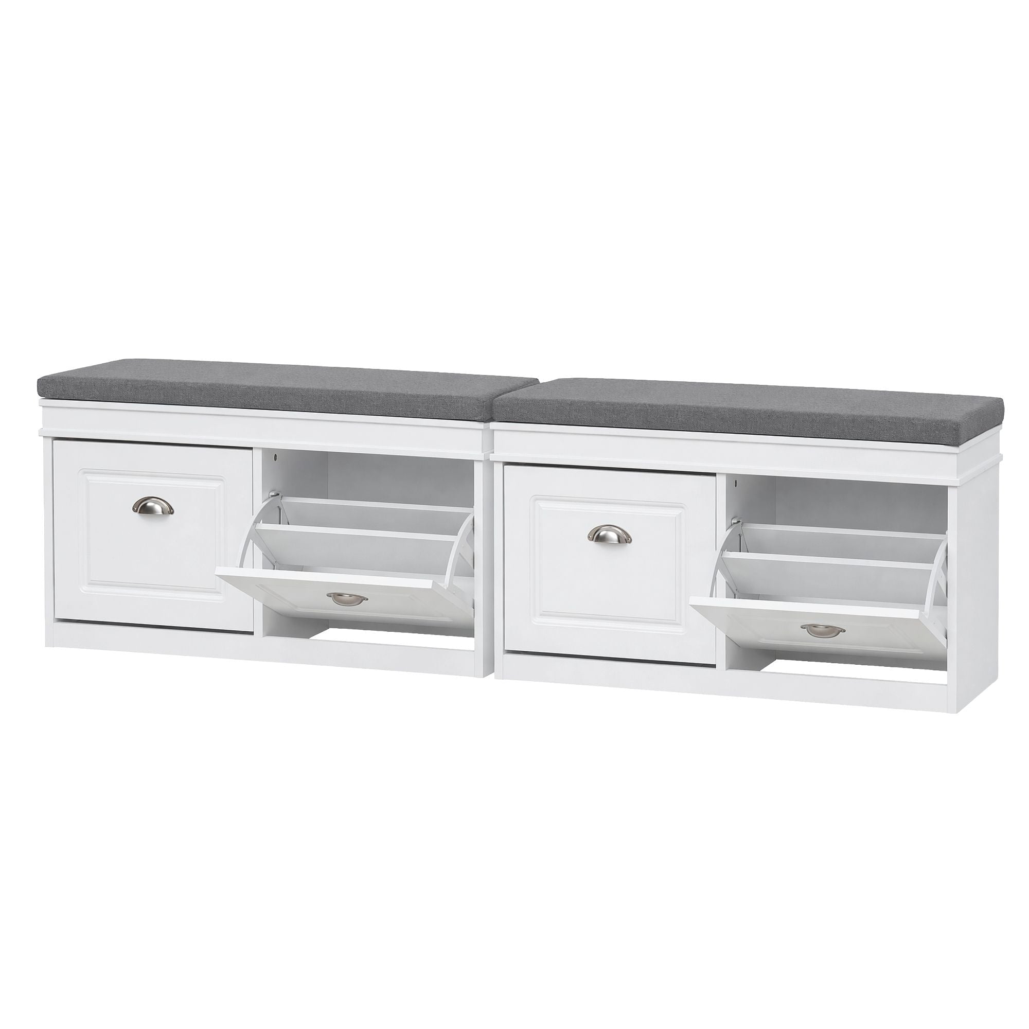2x Shoe Bench Set Flip Drawer White - Furniture > Living Room > Shoe Storage - Rivercity House & Home Co. (ABN 18 642 972 209) - Affordable Modern Furniture Australia