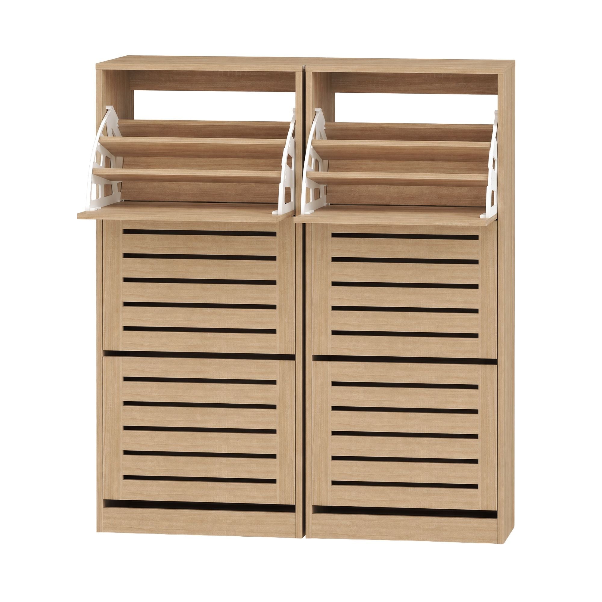 2x Shoe Cabinet Storage Organiser 3 Flip Drawer Pine - Furniture > Living Room > Shoe Storage - Rivercity House & Home Co. (ABN 18 642 972 209) - Affordable Modern Furniture Australia