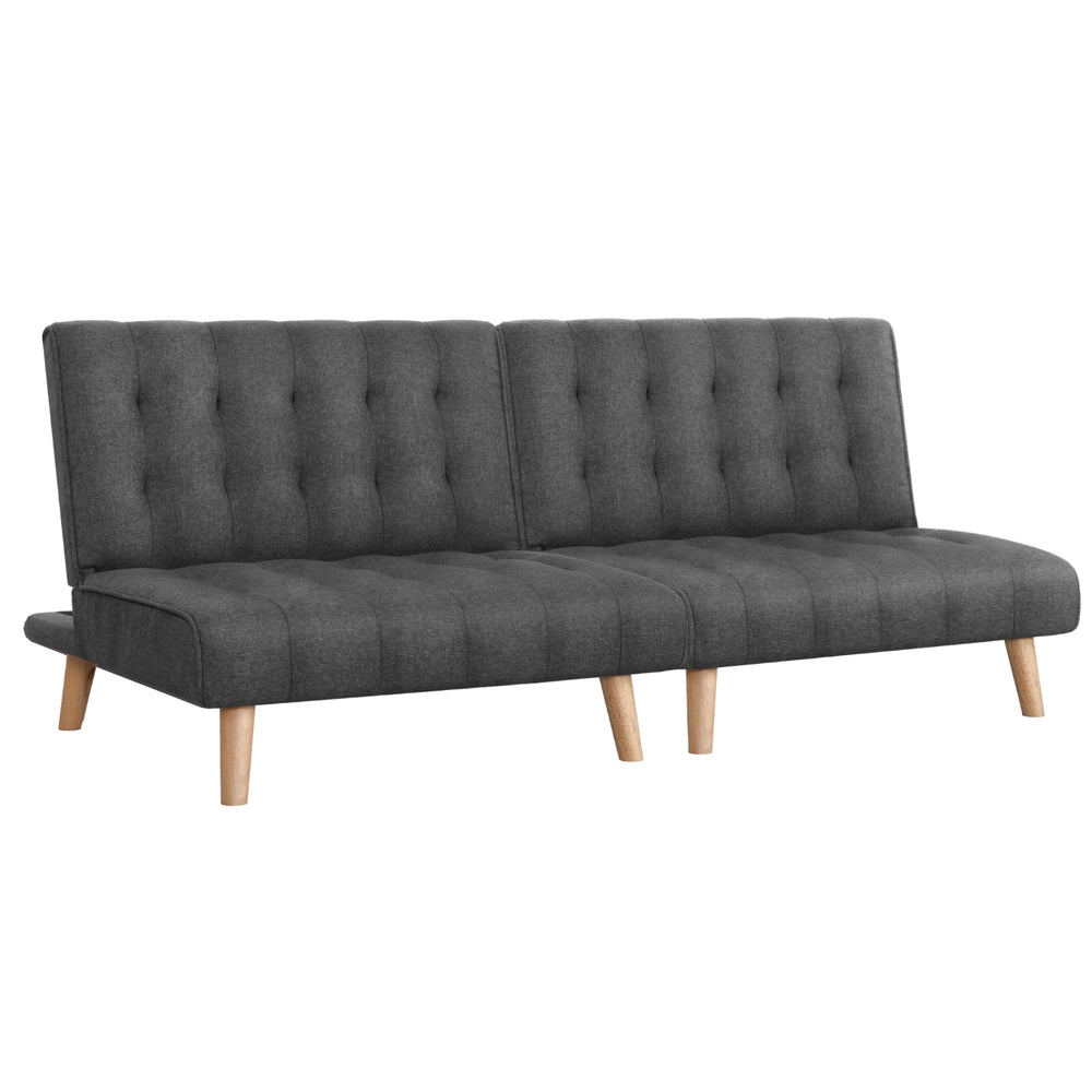 2x Sofa Bed Couch Single Seater Fabric Grey - Furniture > Sofas > Sofas & Sofa Beds - Rivercity House & Home Co. (ABN 18 642 972 209) - Affordable Modern Furniture Australia