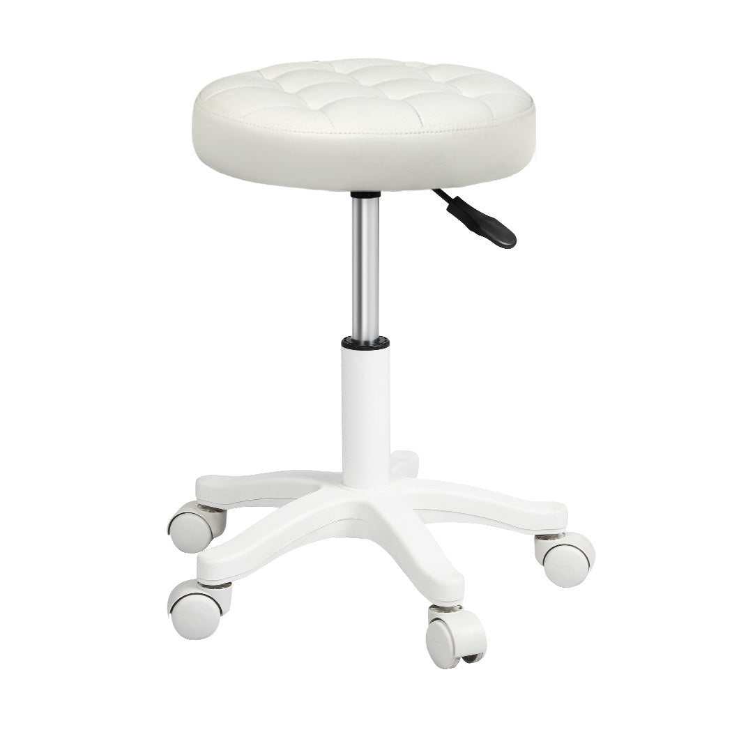 2x Swivel Rolling Bar Stool with 360° Rotation for Salon SPA - Beige - Rivercity House & Home Co. (ABN 18 642 972 209) - Affordable Modern Furniture Australia