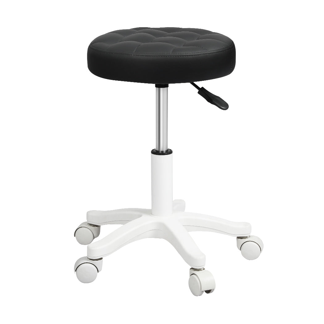 2x Swivel Rolling Bar Stool with PU Leather Seat for Salon SPA - Black - Rivercity House & Home Co. (ABN 18 642 972 209) - Affordable Modern Furniture Australia