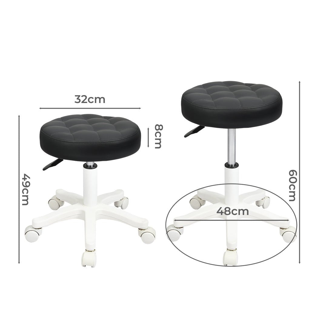 2x Swivel Rolling Bar Stool with PU Leather Seat for Salon SPA - Black - Rivercity House & Home Co. (ABN 18 642 972 209) - Affordable Modern Furniture Australia