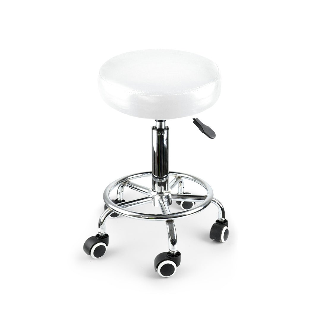 2x Swivel Salon Hairdressing Barstool with Footrest - White - Rivercity House & Home Co. (ABN 18 642 972 209) - Affordable Modern Furniture Australia