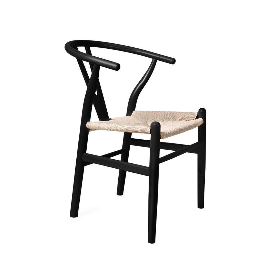 2x Wooden Dining Chairs Hans with Rattan Seat - Black - Rivercity House & Home Co. (ABN 18 642 972 209) - Affordable Modern Furniture Australia