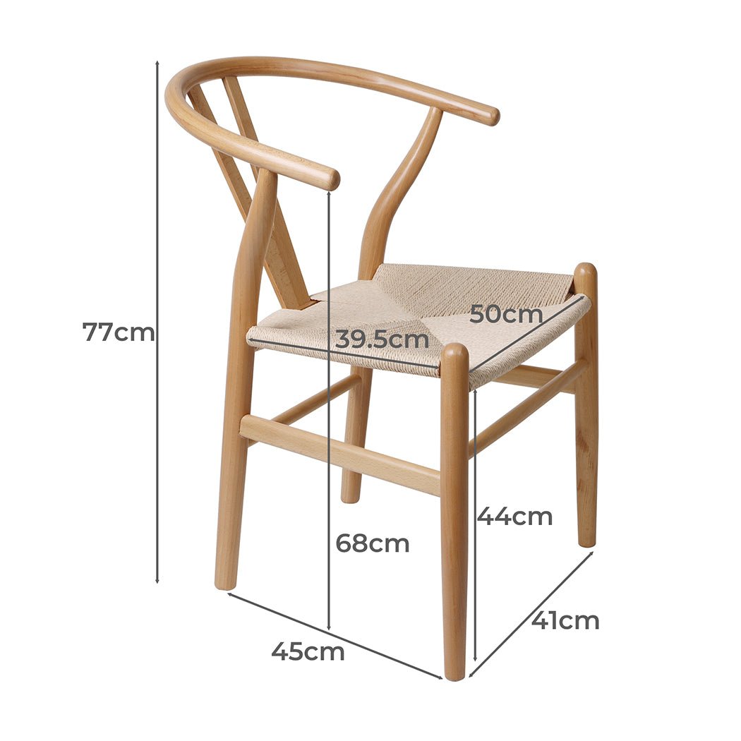 2x Wooden Hans Dining Chairs with Rattan Seat - Oak - Rivercity House & Home Co. (ABN 18 642 972 209) - Affordable Modern Furniture Australia