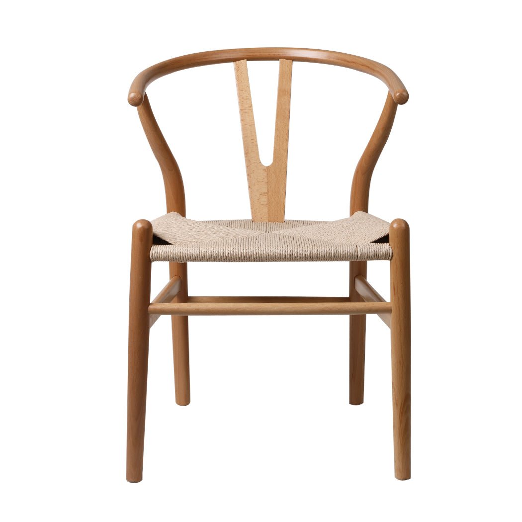 2x Wooden Hans Dining Chairs with Rattan Seat - Oak - Rivercity House & Home Co. (ABN 18 642 972 209) - Affordable Modern Furniture Australia