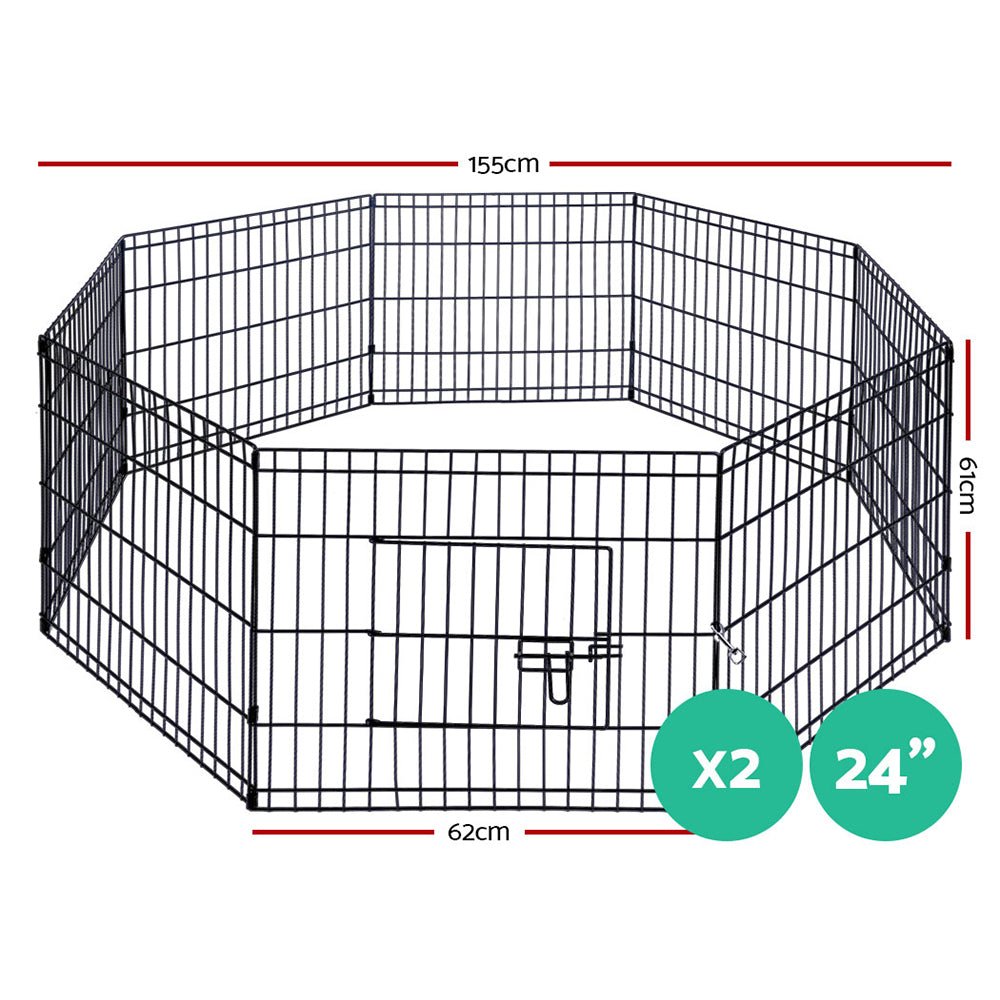 2x24" 8 Panel Dog Playpen Pet Fence Exercise Cage Enclosure Play Pen - Pet Care > Dog Supplies > Dog Playpens & Gates - Rivercity House & Home Co. (ABN 18 642 972 209) - Affordable Modern Furniture Australia