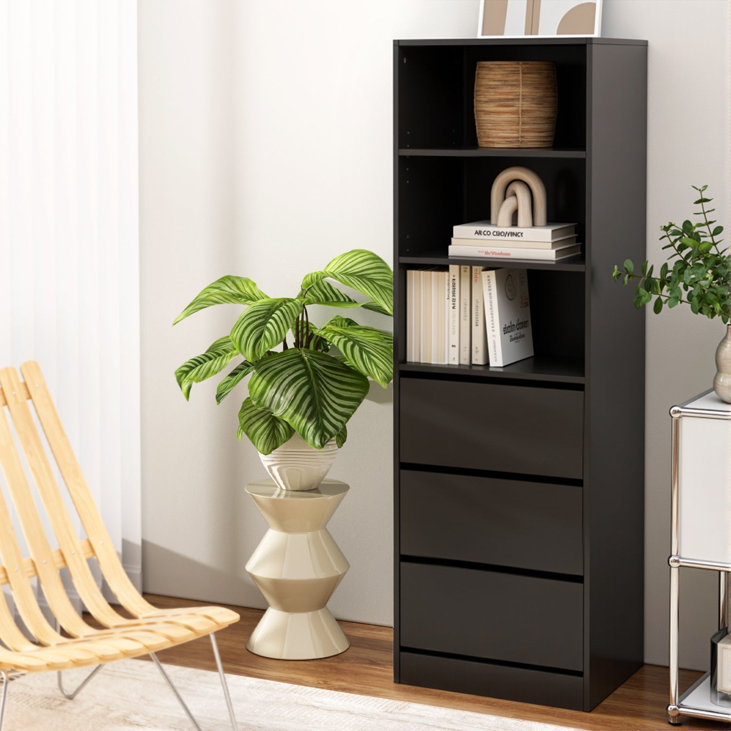 3 Chest of Drawers Tallboy Cabinet Black - Furniture > Bedroom > Dressers - Rivercity House & Home Co. (ABN 18 642 972 209) - Affordable Modern Furniture Australia