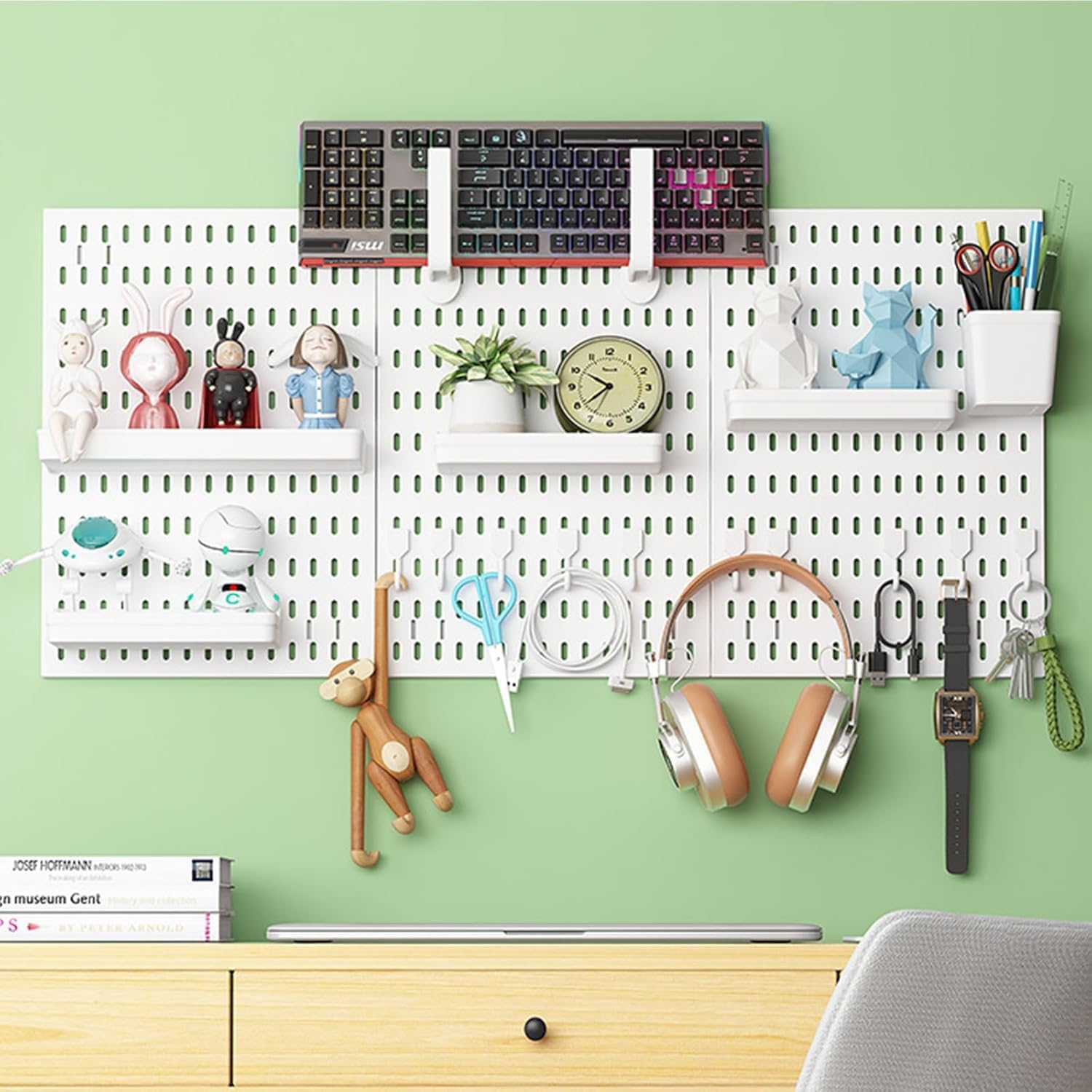 3 - Panel Pegboard Wall Organiser Kit with 17 Accessories for Office, Gaming & Craft Storage - Black - Tools > Tools Storage > Wall Storage Racks - Rivercity House & Home Co. (ABN 18 642 972 209) - Affordable Modern Furniture Australia