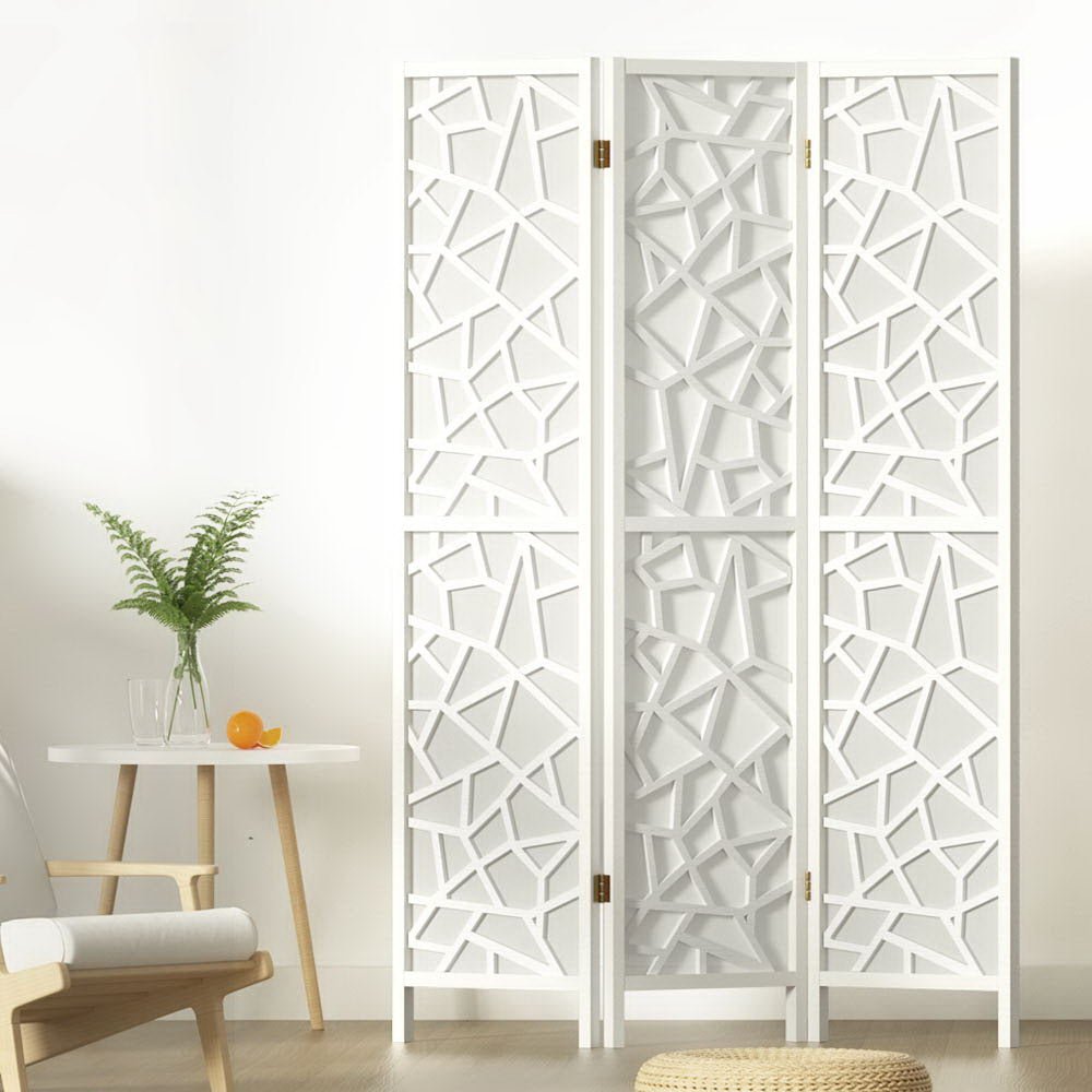 3 Panel Room Divider Screen 122x170cm Clover White - Furniture > Bedroom > Room Dividers - Rivercity House & Home Co. (ABN 18 642 972 209) - Affordable Modern Furniture Australia