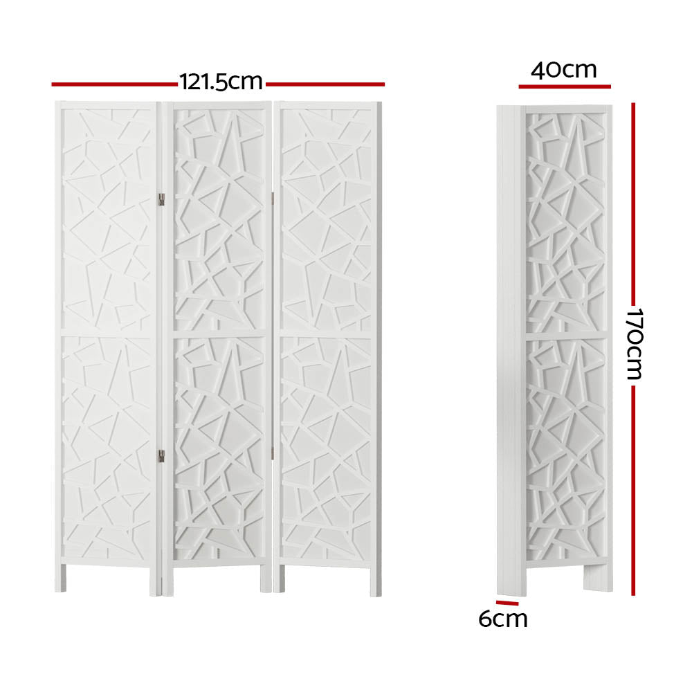 3 Panel Room Divider Screen 122x170cm Clover White - Furniture > Bedroom > Room Dividers - Rivercity House & Home Co. (ABN 18 642 972 209) - Affordable Modern Furniture Australia