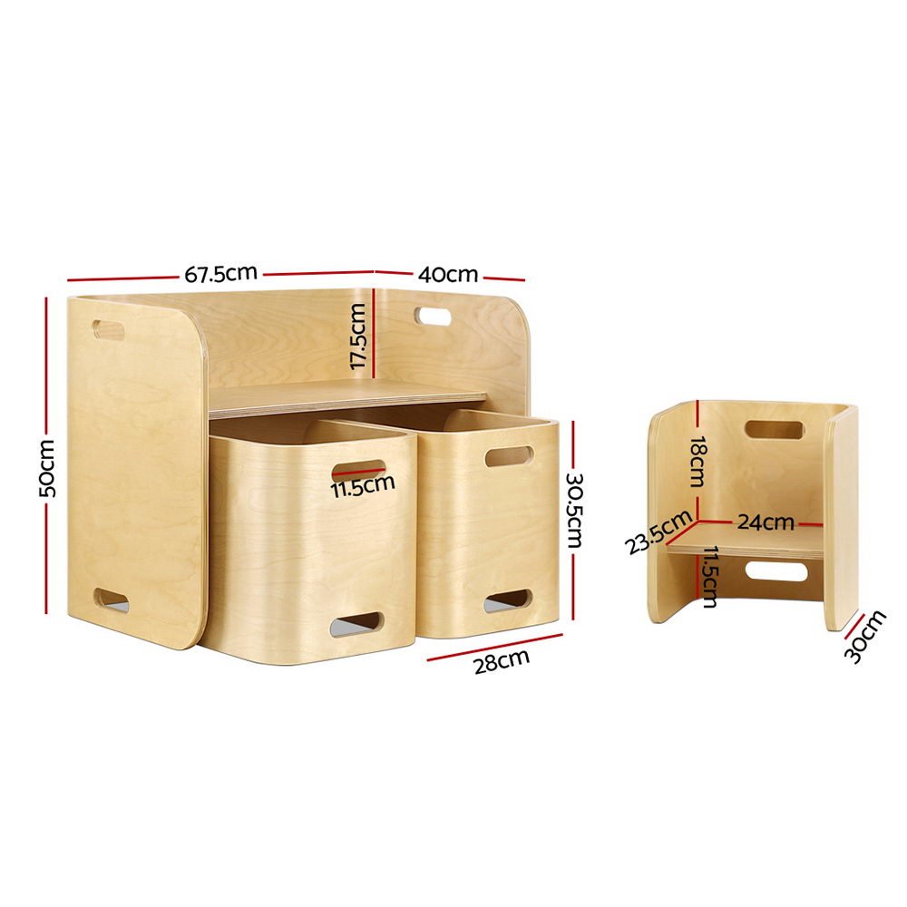3 PC Nordic Kids Table Chair Set Beige Desk Activity Compact Children - Baby & Kids > Kid's Furniture - Rivercity House & Home Co. (ABN 18 642 972 209) - Affordable Modern Furniture Australia