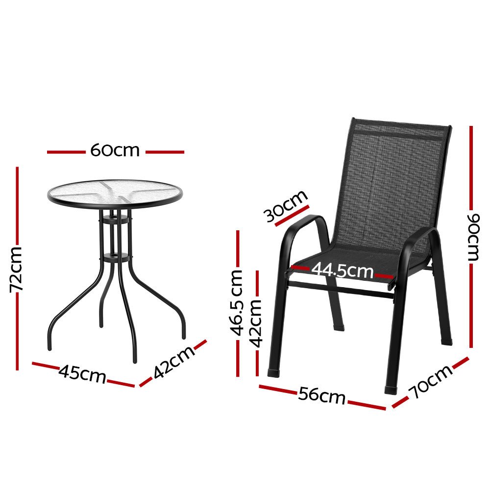 3 Piece Stackable Bistro Set - Furniture > Outdoor - Rivercity House & Home Co. (ABN 18 642 972 209) - Affordable Modern Furniture Australia