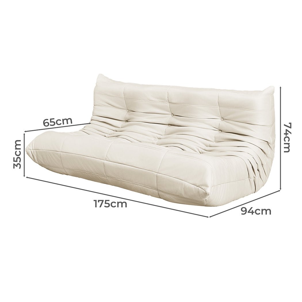 3 - Seater Caterpillar Floor Sofa Lounge - Beige - Rivercity House & Home Co. (ABN 18 642 972 209) - Affordable Modern Furniture Australia