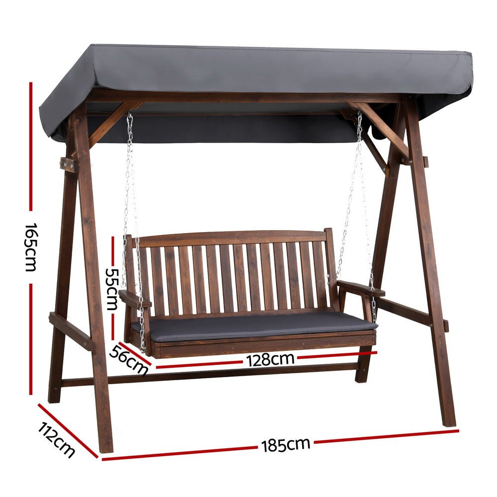 3 Seater Outdoor Wooden Swing Chair - Rivercity House & Home Co. (ABN 18 642 972 209) - Affordable Modern Furniture Australia