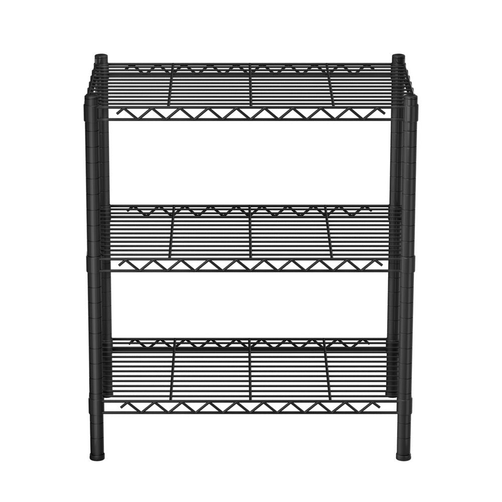 3 - Tier Adjustable Steel Shelving Unit Garage Kitchen Storage Rack - Black - Furniture > Dining > Kitchen & Dining Trolleys - Rivercity House & Home Co. (ABN 18 642 972 209) - Affordable Modern Furniture Australia