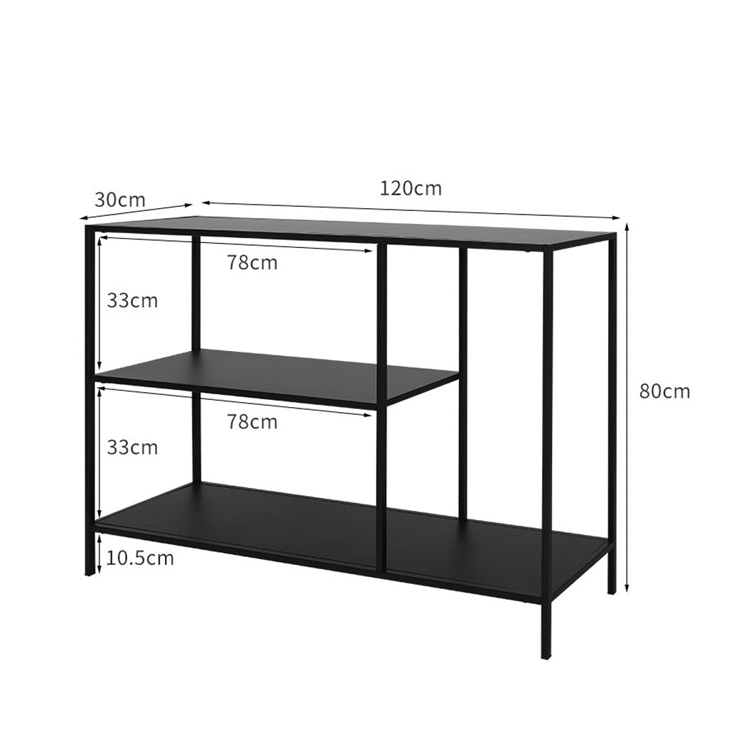 3 - Tier Console Table with Storage 120cm x 30cm x 80cm - Black - Rivercity House & Home Co. (ABN 18 642 972 209) - Affordable Modern Furniture Australia