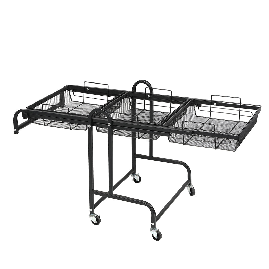 3 Tier Kitchen Storage Trolley Cart with Swivel Wheels - Black - Rivercity House & Home Co. (ABN 18 642 972 209) - Affordable Modern Furniture Australia