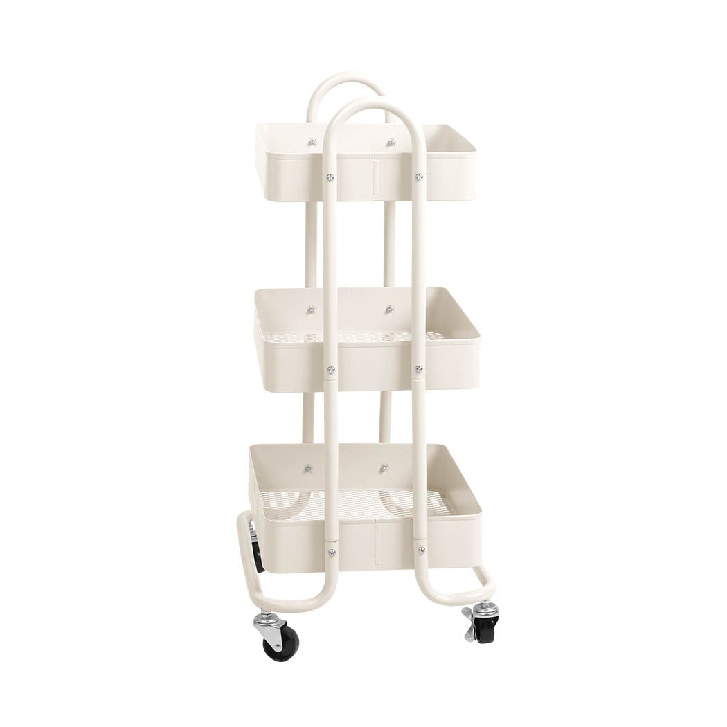 3 - Tier Kitchen Trolley Cart with Wheels - White - Rivercity House & Home Co. (ABN 18 642 972 209) - Affordable Modern Furniture Australia
