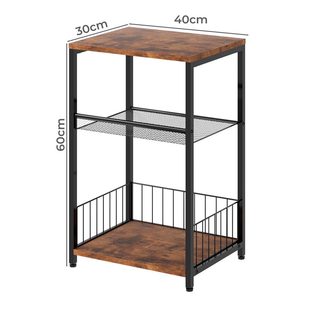 3 - Tier Modern Side Table with Storage Shelves - Vintage Brown - Rivercity House & Home Co. (ABN 18 642 972 209) - Affordable Modern Furniture Australia