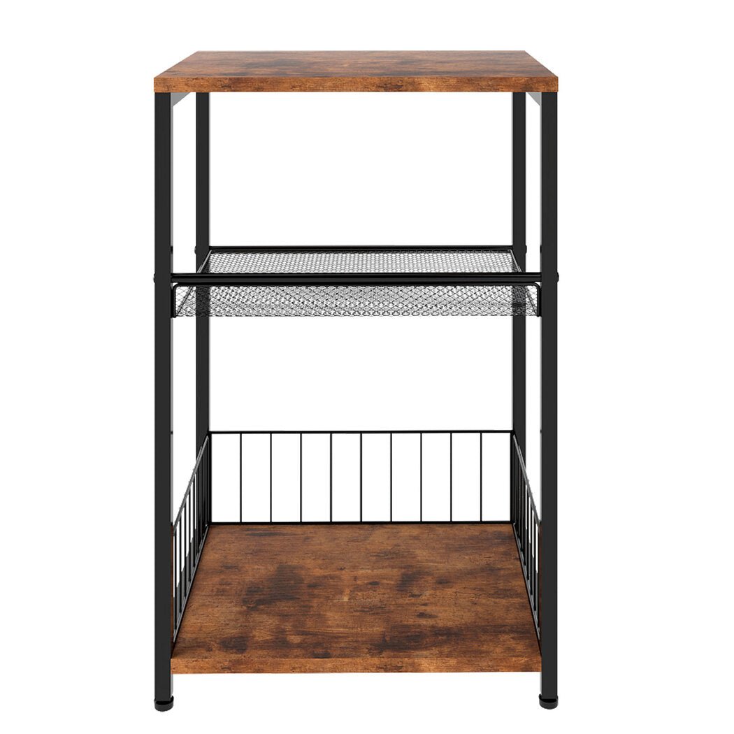 3 - Tier Modern Side Table with Storage Shelves - Vintage Brown - Rivercity House & Home Co. (ABN 18 642 972 209) - Affordable Modern Furniture Australia