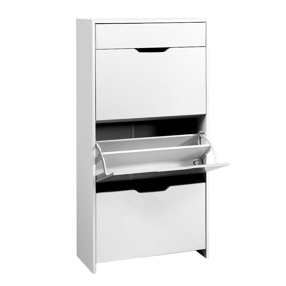 3 Tier Shoe Cabinet High Gloss White - Rivercity House & Home Co. (ABN 18 642 972 209) - Affordable Modern Furniture Australia