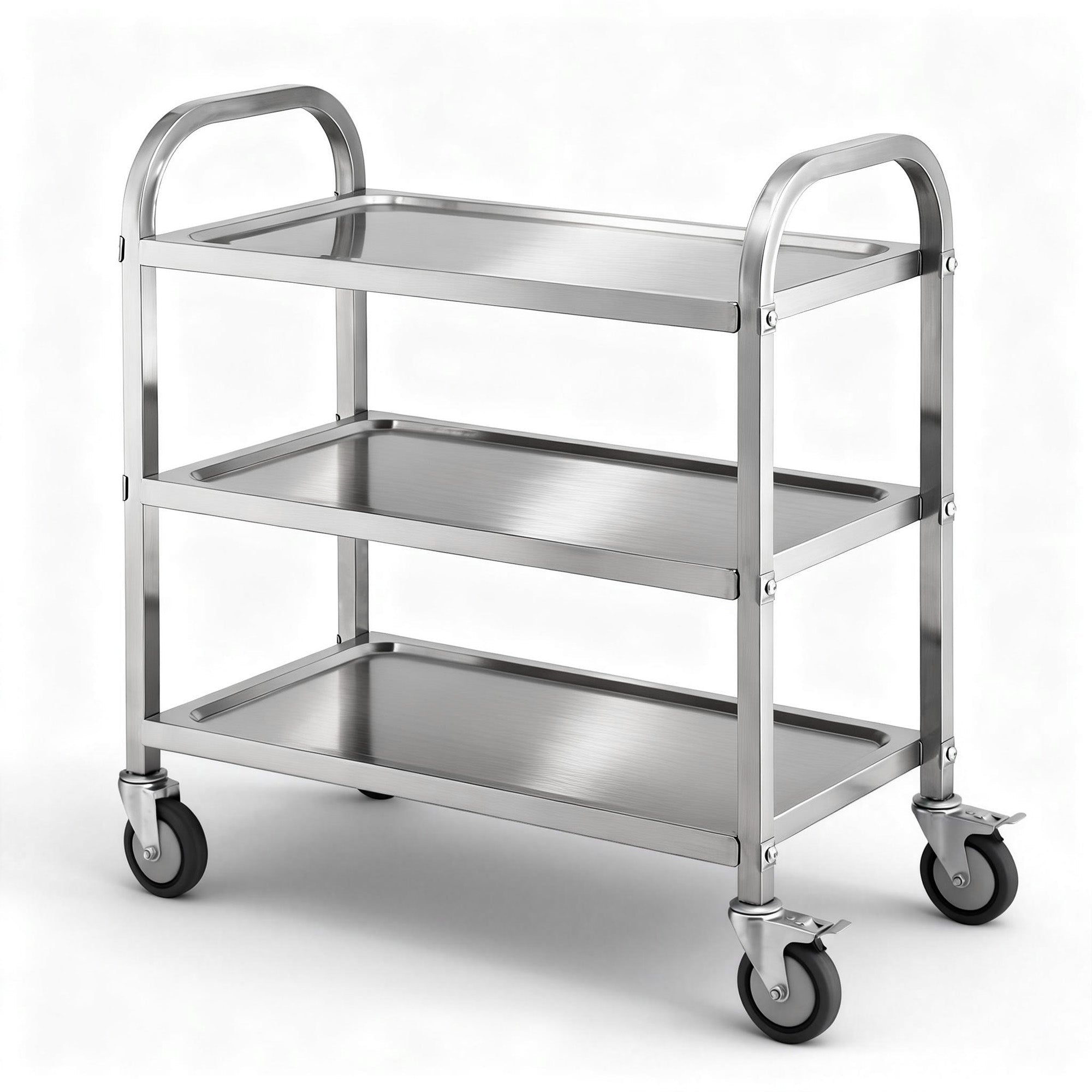 3 - Tier Stainless Steel Kitchen Trolley with Wheels 89X50X83cm - Furniture > Dining > Kitchen Sinks - Rivercity House & Home Co. (ABN 18 642 972 209) - Affordable Modern Furniture Australia