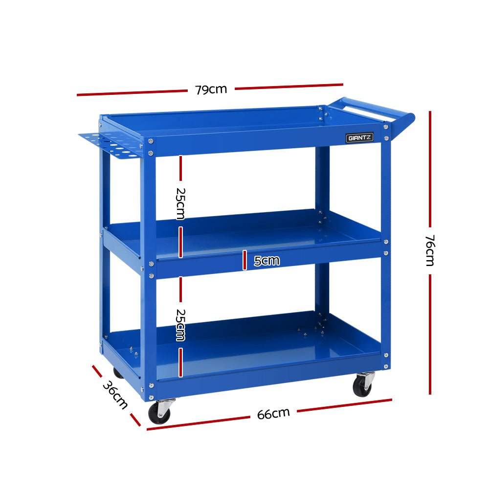 3 - Tier Tool Cart Trolley Workshop Garage Storage Organizer Blue - Sports & Fitness > Bikes & Accessories > Bicycle Stands & Storage - Rivercity House & Home Co. (ABN 18 642 972 209) - Affordable Modern Furniture Australia
