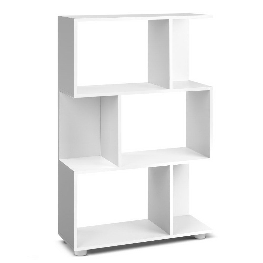 3 Tier Zig Zag Bookshelf - White - Rivercity House & Home Co. (ABN 18 642 972 209) - Affordable Modern Furniture Australia