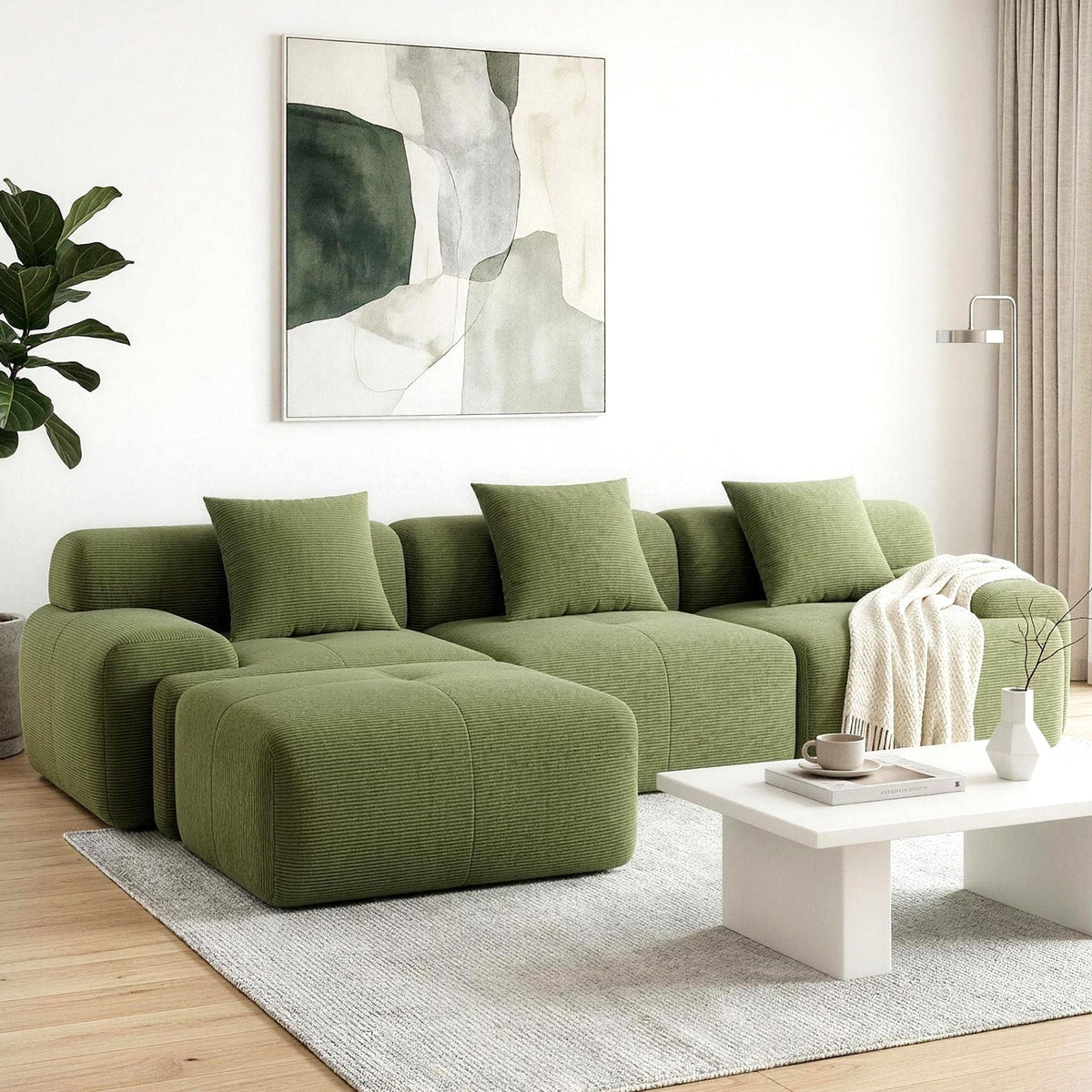 300cm Modular Sofa Bed Comfort L - Shaped Sectional Boneless Couch Green - Furniture > Sofas > Sofas & Sofa Beds - Rivercity House & Home Co. (ABN 18 642 972 209) - Affordable Modern Furniture Australia