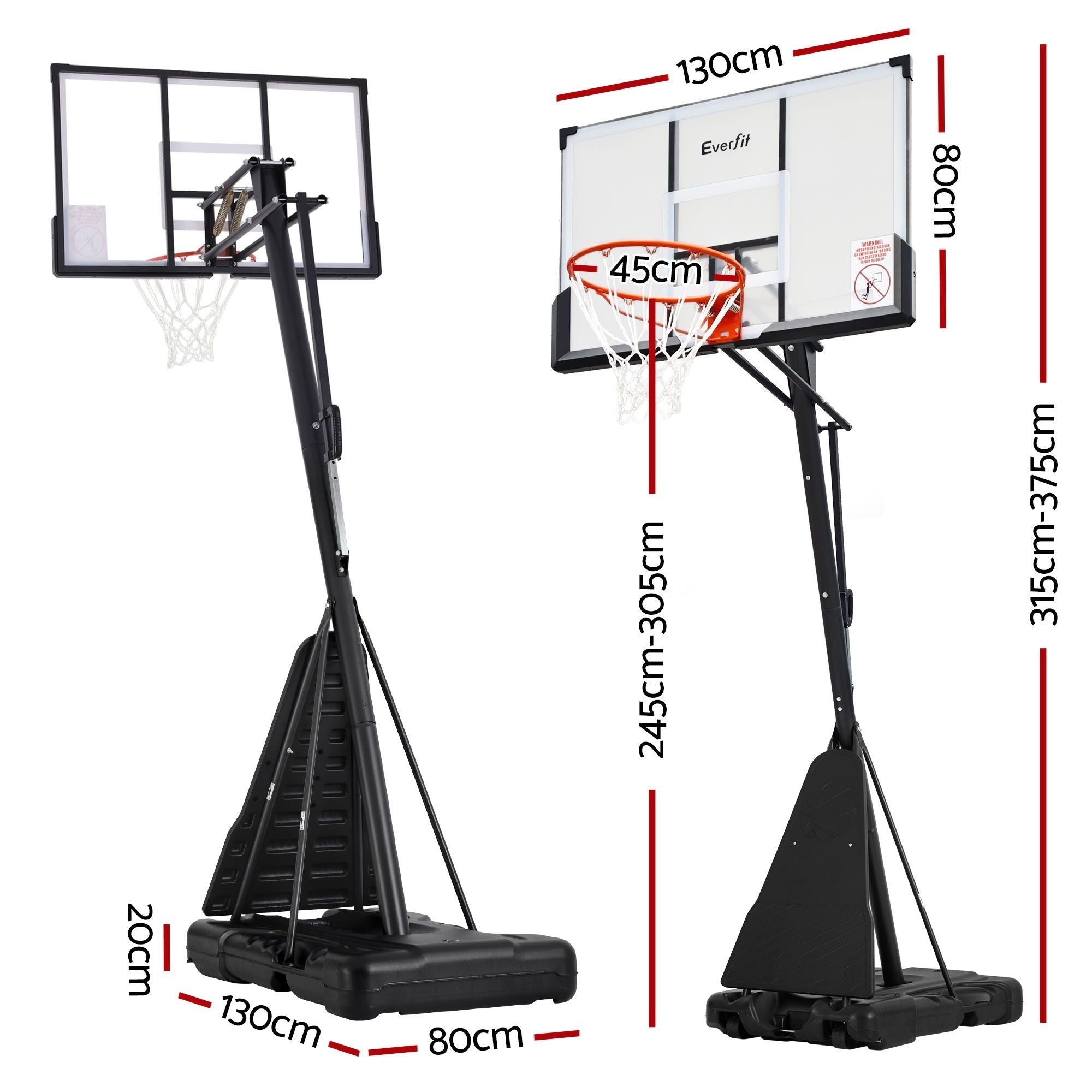 3.05M Basketball Hoop Stand System Portable Height Adjustable Net Ring - Sports & Fitness > Ball Sports > Basketball & Basketball Accessories - Rivercity House & Home Co. (ABN 18 642 972 209) - Affordable Modern Furniture Australia